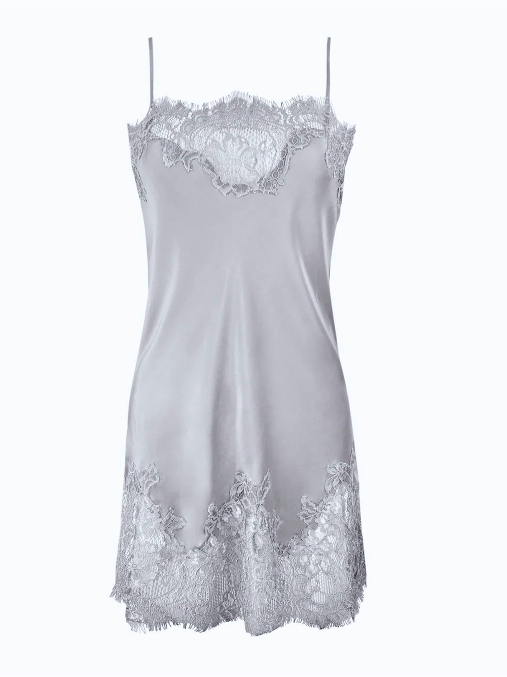 Gold Hawk Coco Lace Silk Tunic Slip Ice Gray